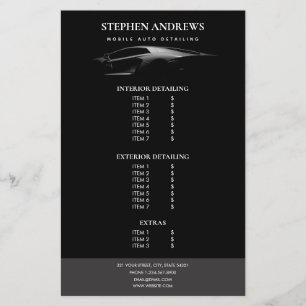 Autodecoratie Auto Schoonmaak Reparatie Prijslijst Flyer