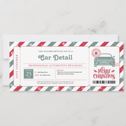 Autodecoratie Kerstcadeaubon Kaart (Voorkant)