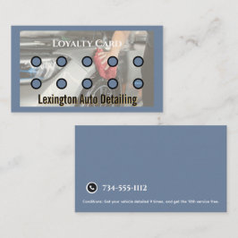 Autodetailing Loyalty Ponskaart Auto Service Blauw Visitekaartje