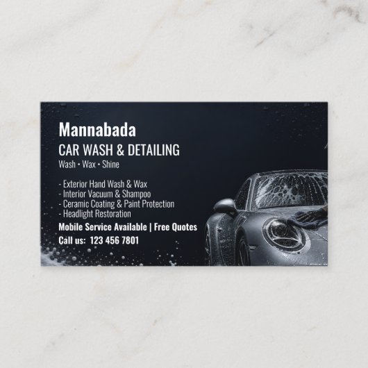 Autodetailing Wassen Modern Professionele Auto Visitekaartje (Voorkant)