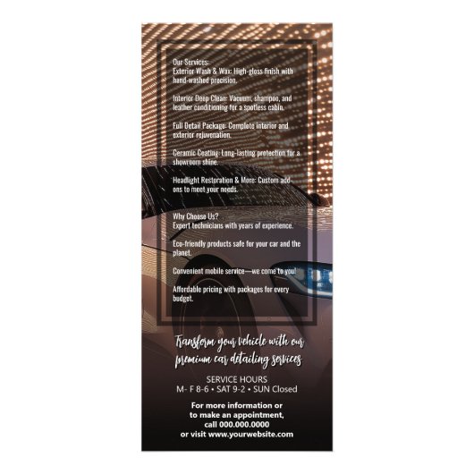 Autodiensten - Detailing, audio en andere diensten Reclamekaart (Achterkant)