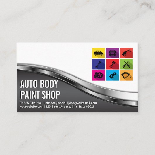 Autogarage | Auto Service Iconen Visitekaartje (Voorkant)