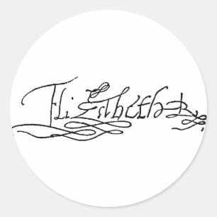 Autograaf van koningin Elizabeth I van Engeland Ronde Sticker