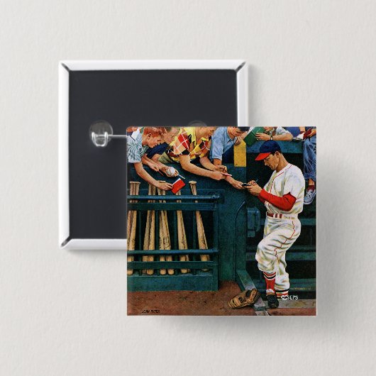 Autograafsessie Vierkante Button 5,1 Cm (Voorkant /achterkant)