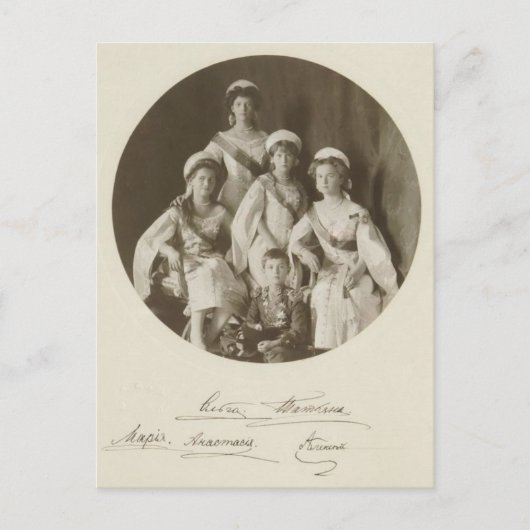AUTOGRAFEN OTMA & Alexis Romanov Rusland kinder ts Briefkaart (Voorkant)