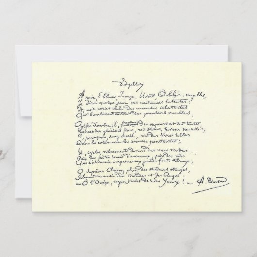 Autografie van de Kaart van Voyelles (Rimbaud) (Voorkant)