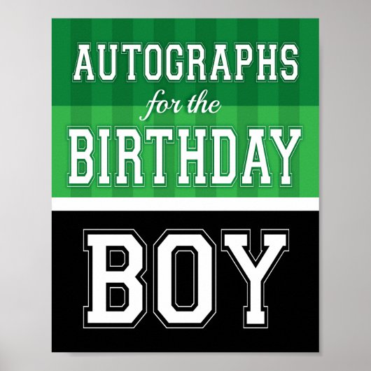 AUTOGRAFIE VOOR DE BIRTHDAY BOY Soccer Sign Print (Voorkant)