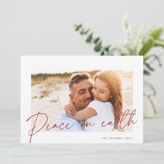 Autografiek | Vrede op aarde Foto Feestdagenkaart (Staand voorkant)
