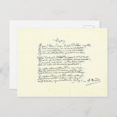 Autografiemanuscript van Voyelles (Rimbaud) Briefkaart (Voorkant / Achterkant)