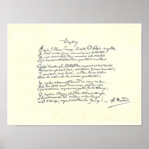 Autografiemanuscript van Voyelles (Rimbaud) Poster