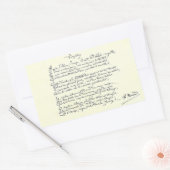 Autografiemanuscript van Voyelles (Rimbaud) Rechthoekige Sticker (Envelop)