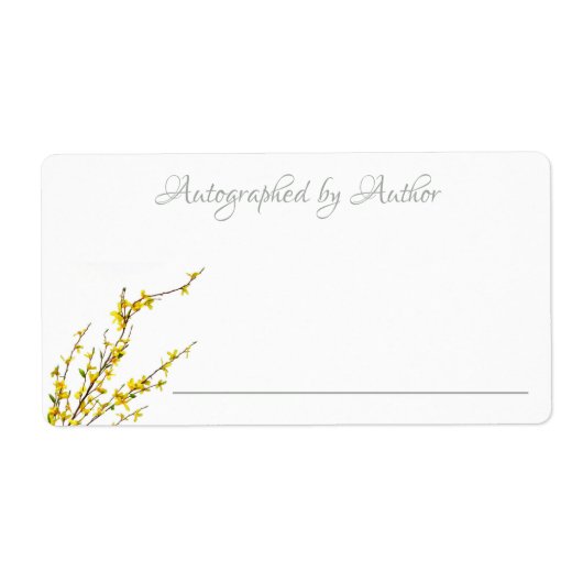 Autographed by Author | Yellow Flowers Bookplate Etiket (Voorkant)