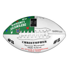 Autographs School Champions Green American Football