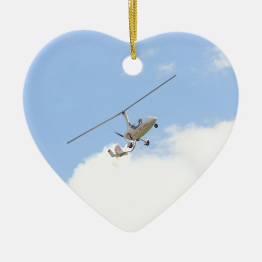 Autogyro in vlucht keramisch ornament (Voorkant)