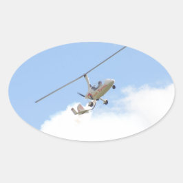 Autogyro in vlucht ovale sticker