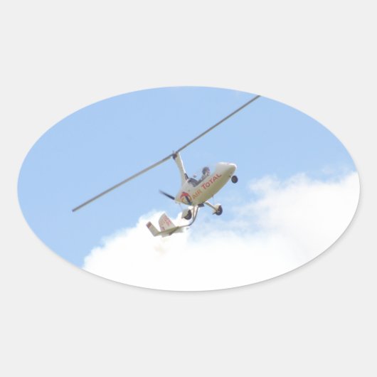 Autogyro in vlucht ovale sticker (Voorkant)