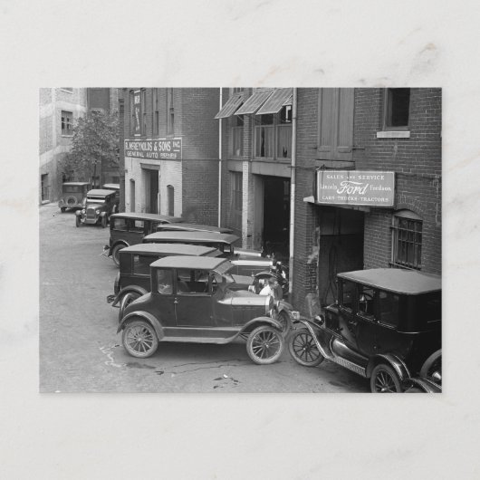 Autohandel en service, 1926 briefkaart (Voorkant)