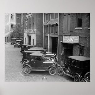 Autohandel en -service, 1926. Oude foto Poster
