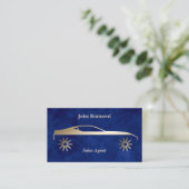 Autohandel Velvet Blue & Gold QR-code Visitekaartje (Staand voorkant)