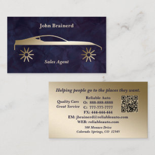 Autohandel Velvet Royal Plum & Gold QR-code Visitekaartje