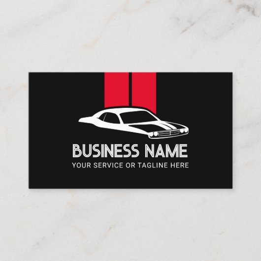 Autohandelaar Auto Reparatie Zwart & Rood Automobi Visitekaartje (Voorkant)