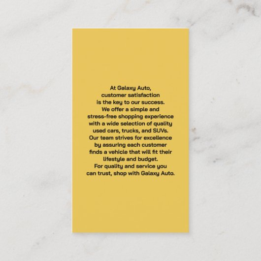 Autohandelaar gebruikte auto's Visitekaartje (Achterkant)