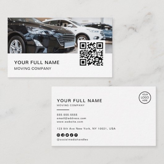 Autohandelaar QR Code Logo Social Media Visitekaartje (Voorkant / Achterkant)