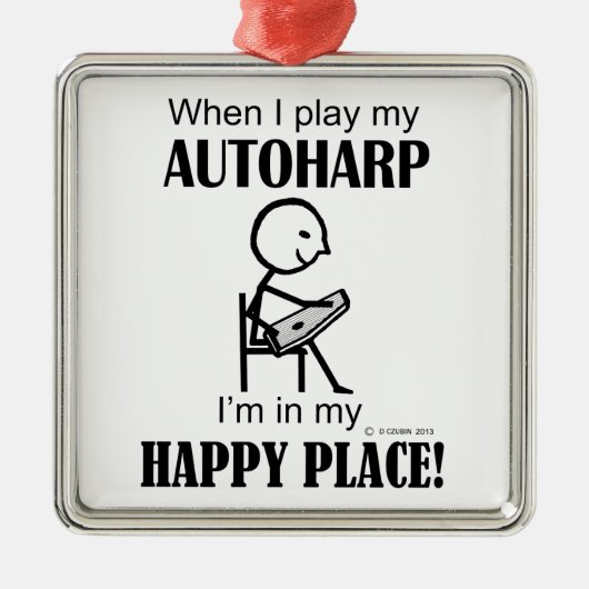 Autoharp Happy Place Metalen Ornament (Voorkant)