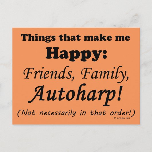 Autoharp laat me gelukkig maken briefkaart (Voorkant)