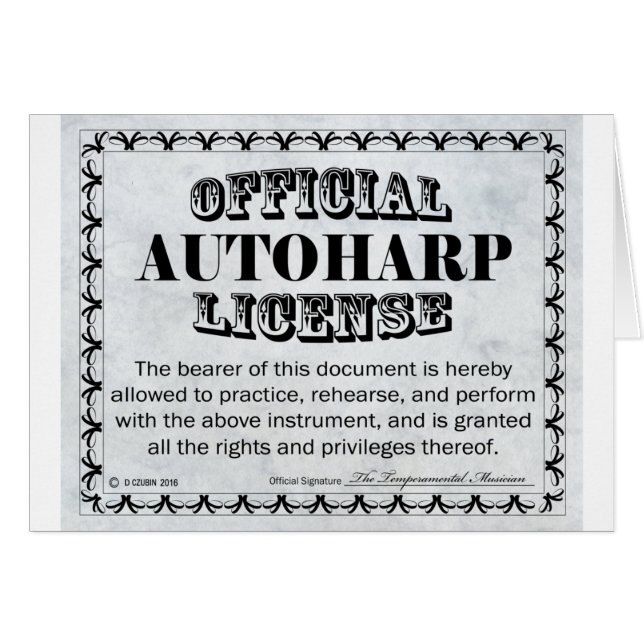 Autoharp-licentie (Voorkant Horizontaal)