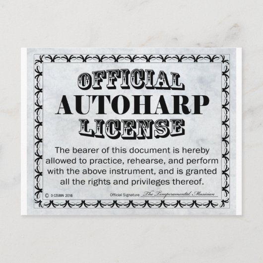 Autoharp-licentie Briefkaart (Voorkant)