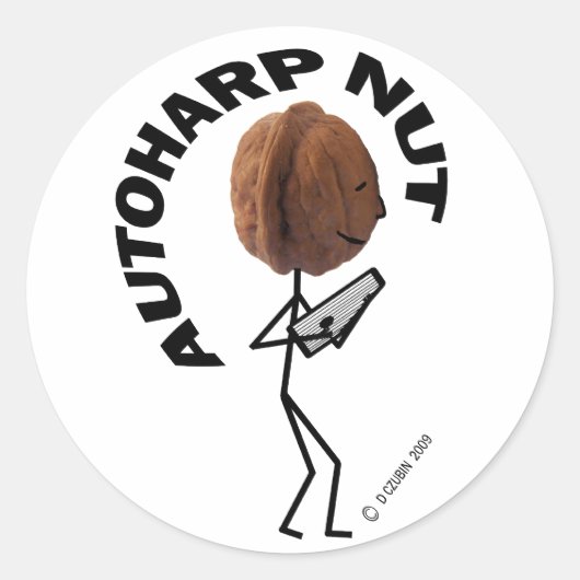Autoharp Nut Ronde Sticker (Voorkant)