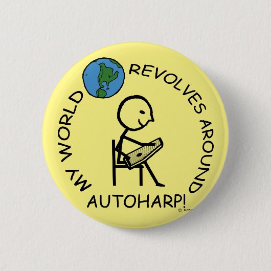 Autoharp - Wereld revolves rond Ronde Button 5,7 Cm (Voorkant)
