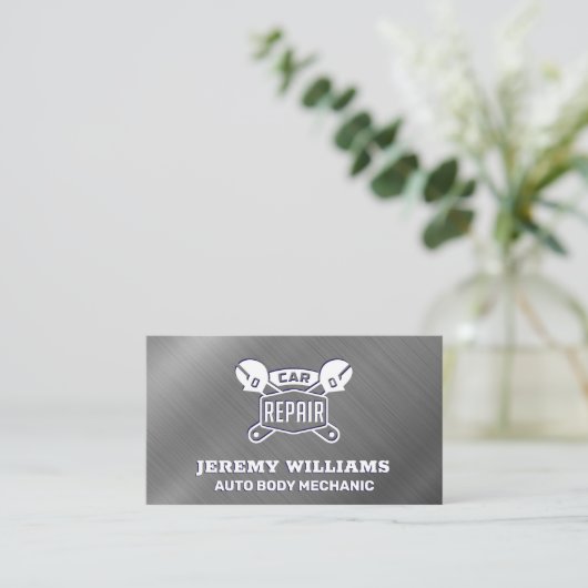 Autoherstelsleutel | Metallic Visitekaartje (Staand voorkant)