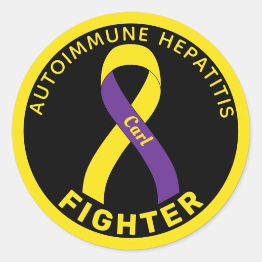 Autoimmune Hepatitis Fighter Ribbon Black Classic Ronde Sticker