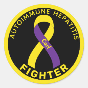 Autoimmune Hepatitis Fighter Ribbon Black Classic Ronde Sticker