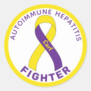 Autoimmune hepatitis Fighter Ribbon White Classic Ronde Sticker