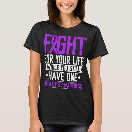 Autoimmune Hepatitis je Life Paars Ribbon T-shirt (Voorkant)