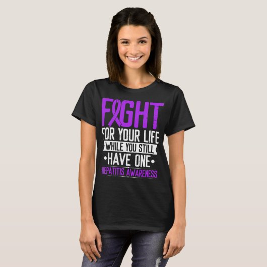 Autoimmune Hepatitis je Life Paars Ribbon T-shirt (Voorkant volledig)