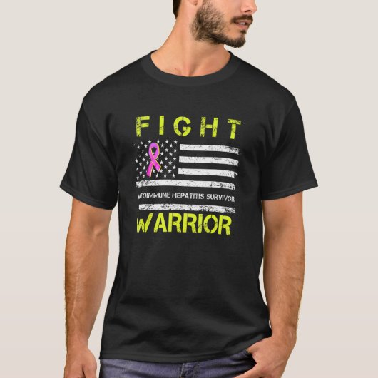 Autoimmune Hepatitis Survivor Warrior America Flag T-shirt (Voorkant)