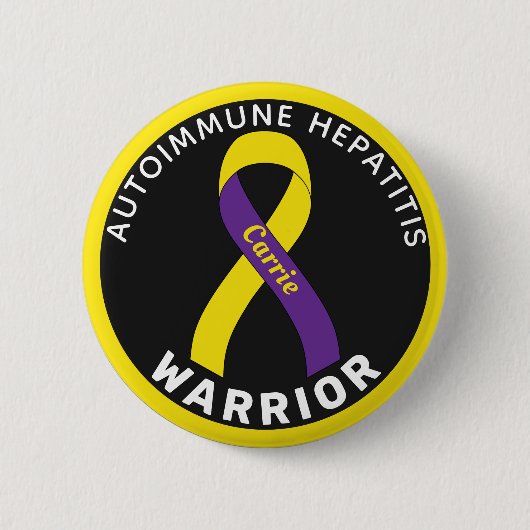 Autoimmune Hepatitis Warrior Ribbon Black Button (Voorkant)