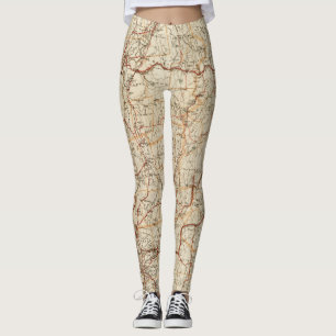 Autokaart Massachusetts vintage geografie auto Leggings