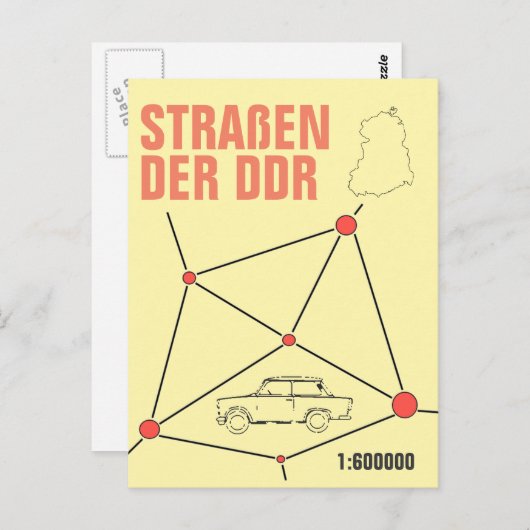 Autokartendesign in DDR Stil Briefkaart (Voorkant / Achterkant)