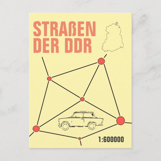 Autokartendesign in DDR Stil Briefkaart (Voorkant)