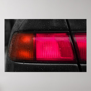 Autolamp in de regen poster