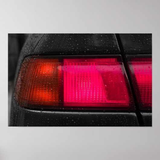 Autolamp in de regen poster (Voorkant)