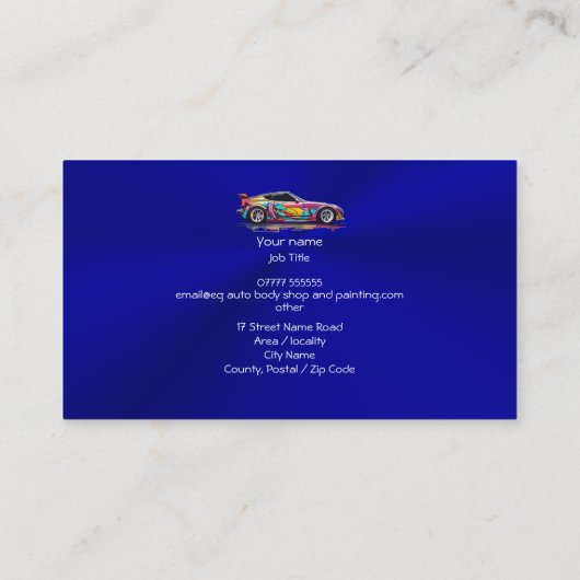 Autolichaamswinkel en precisie het schilderen visitekaartje (Achterkant)