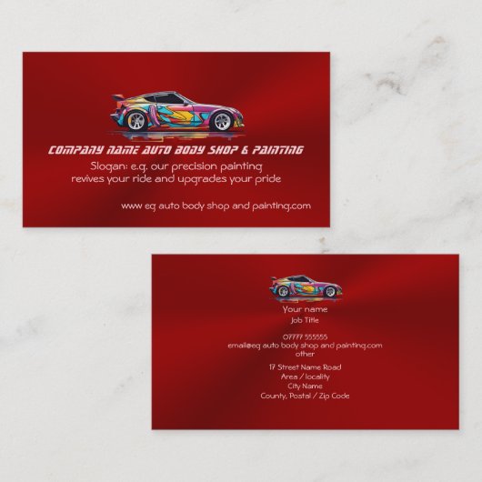 Autolichaamswinkel en precisie het schilderen visitekaartje (Voorkant / Achterkant)