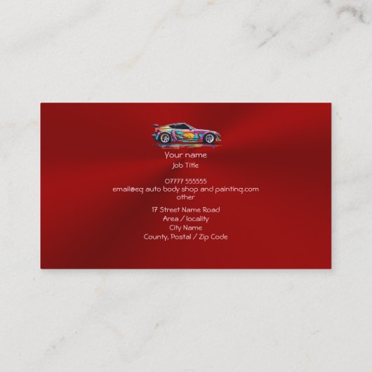 Autolichaamswinkel en precisie het schilderen visitekaartje (Achterkant)