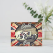 Autoliefhebbers met een Britse fiets Briefkaart (Staand voorkant)